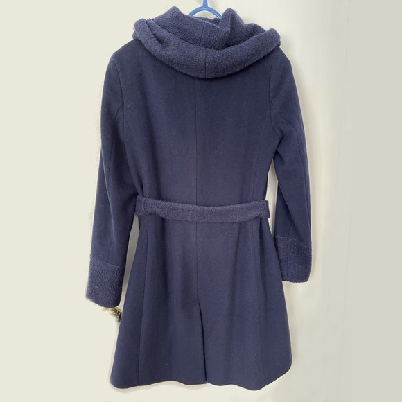 Calvin Klein Women's Blue Hooded Wool Coat, Size 10 - Picture 4 of 10